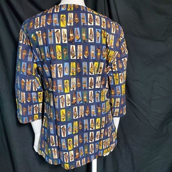 NWT Tracy Negoshian Kaitlin Navy Sunbathers Top (XS) - Picture 6 of 7